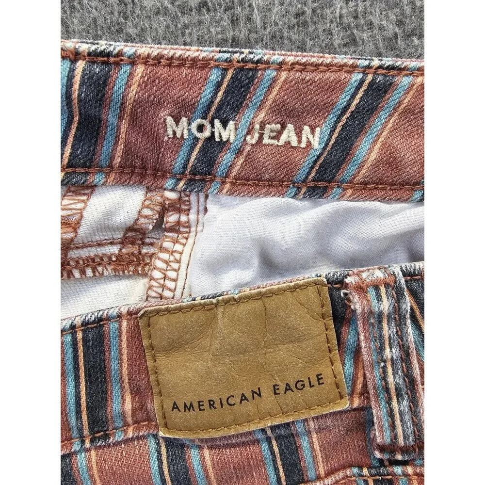 American Eagle Outfitters Pink and Blue Striped Straight Leg Jeans - Picture 7 of 11